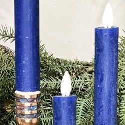 LED Candle, 5" Dk Blue Taper Set/3