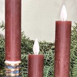 LED Candle, 5" Burgundy Taper Set/3