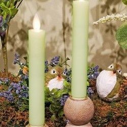 LED Candle, 7" Lt Green Taper Set/2