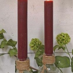 LED Candle, 7" Burgundy Taper Set/2
