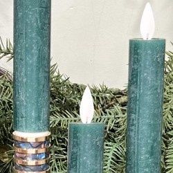 LED Candle, 5" Dk Green Taper Set/3