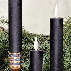 LED Candle, 5" Black Taper Set/3