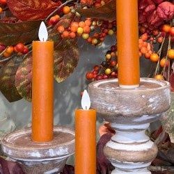 LED Candle, 5" Orange Taper Set/3