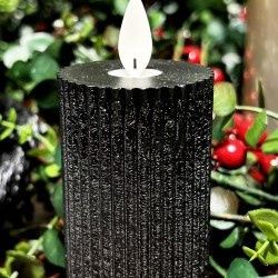 LED Candle, Ribbed Black 2x5