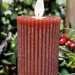 LED Candle, Burgundy Ribbed 2x5