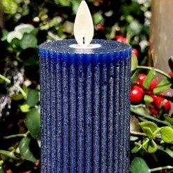 LED Candle, Dk Blue Ribbed 2x5