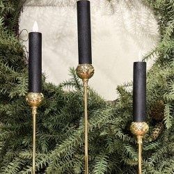 Candle Holder, Set/3 Gold Metal Taper