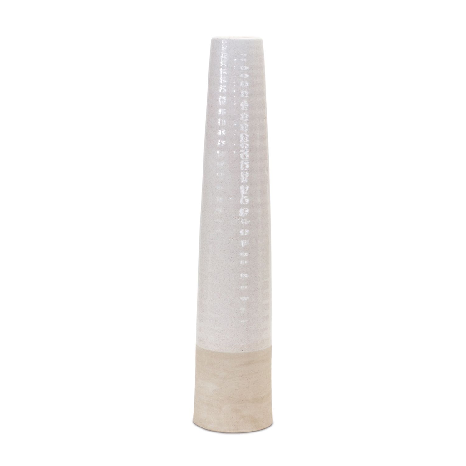 Vase, 23.5" Ivory Rippled Stoneware