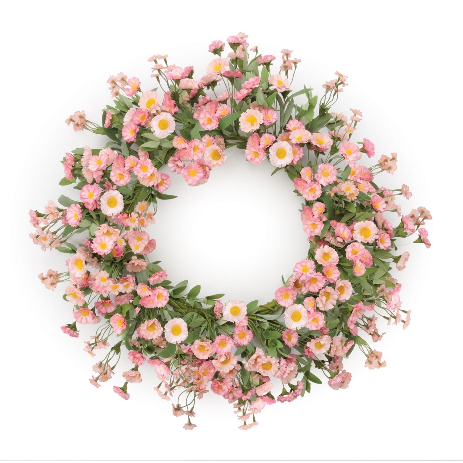 Wreath, 22" Pink Mini Daisy