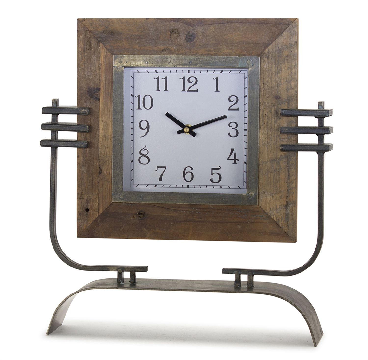 Clock, 15"x17.5 Wood/Metal on Stand