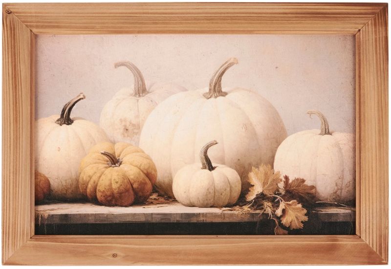 Wall Decor, Pumpkins Wood Framed 13x18"