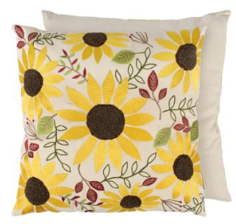 Pillow, Bright Sunflower 18"Sq.