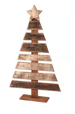 Tree, Tall Slat Wood Christmas Tree on Base 27"