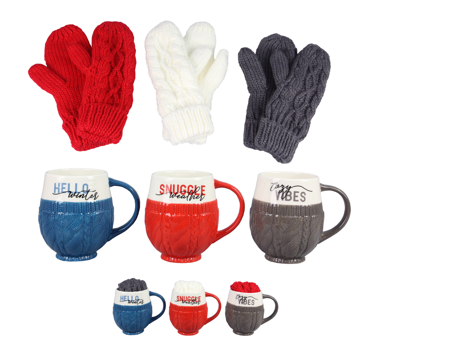 Mug, Ceramic 28oz. w/Mitten Set Asst Colors