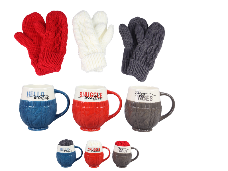 Mug, Ceramic 28oz. w/Mitten Set Asst Colors