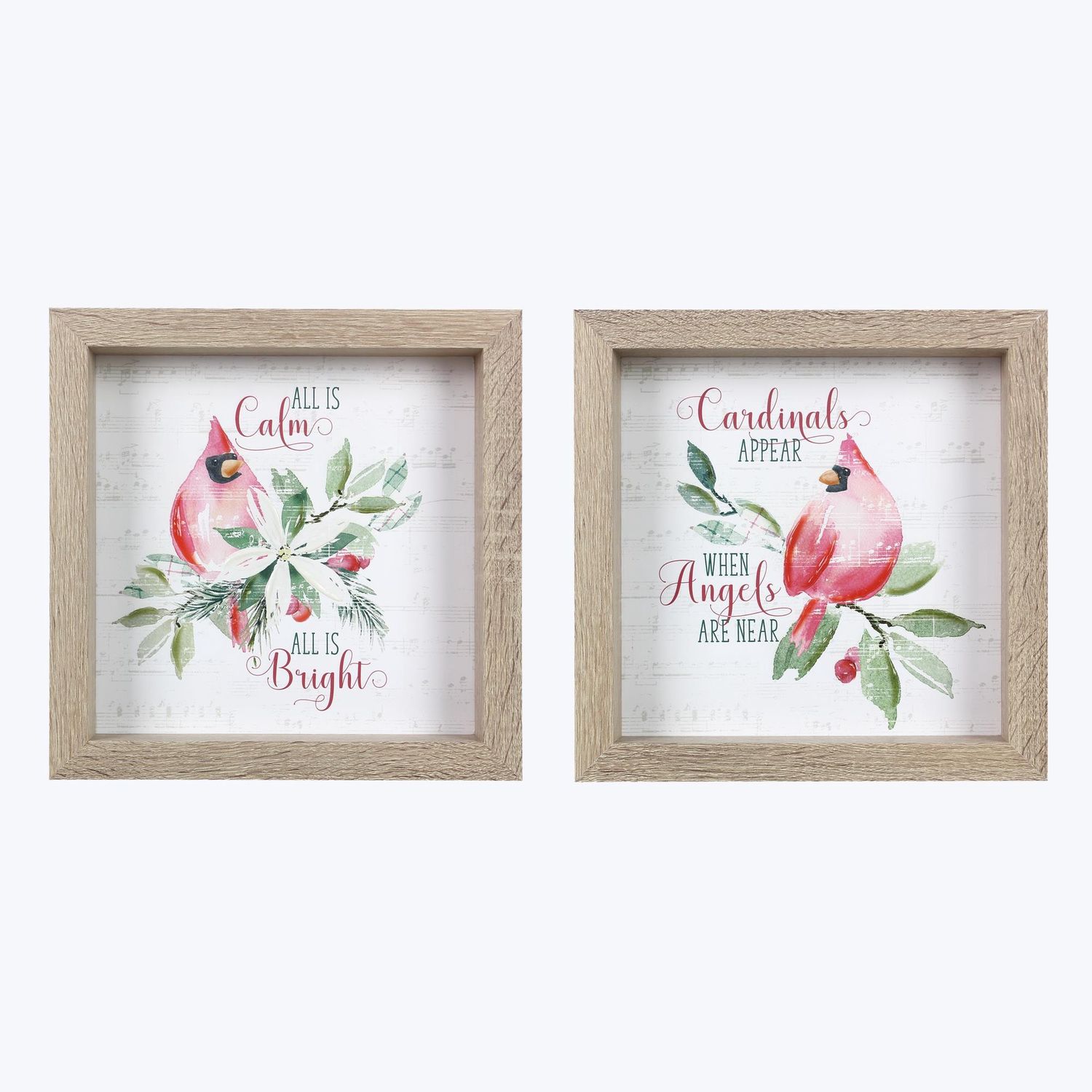 Wall Decor, Wood Cardinal 12"Sq. 2 Asst