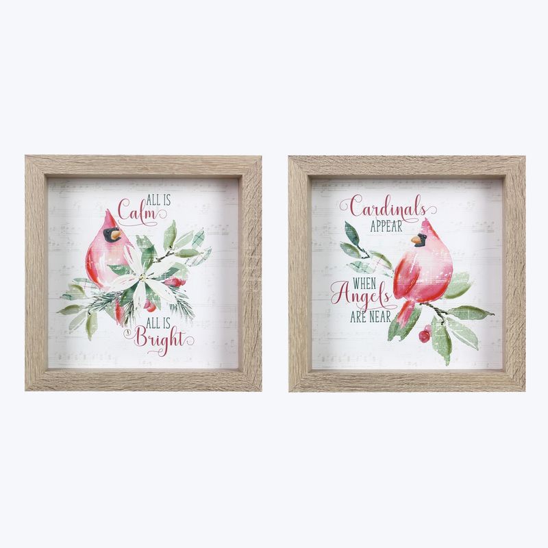 Wall Decor, Wood Cardinal 12"Sq. 2 Asst