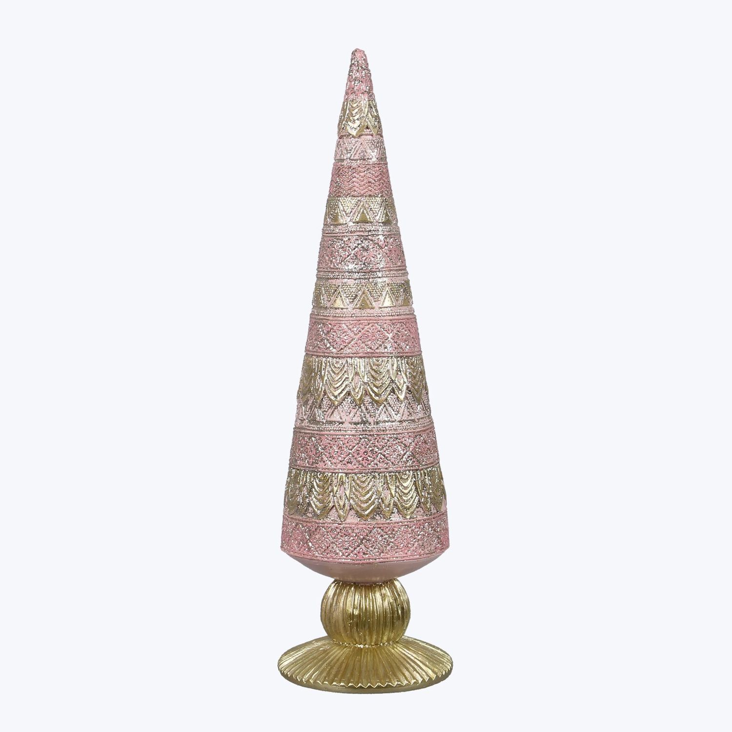 Cone Tree, Resin Pink/Gold 11.5"