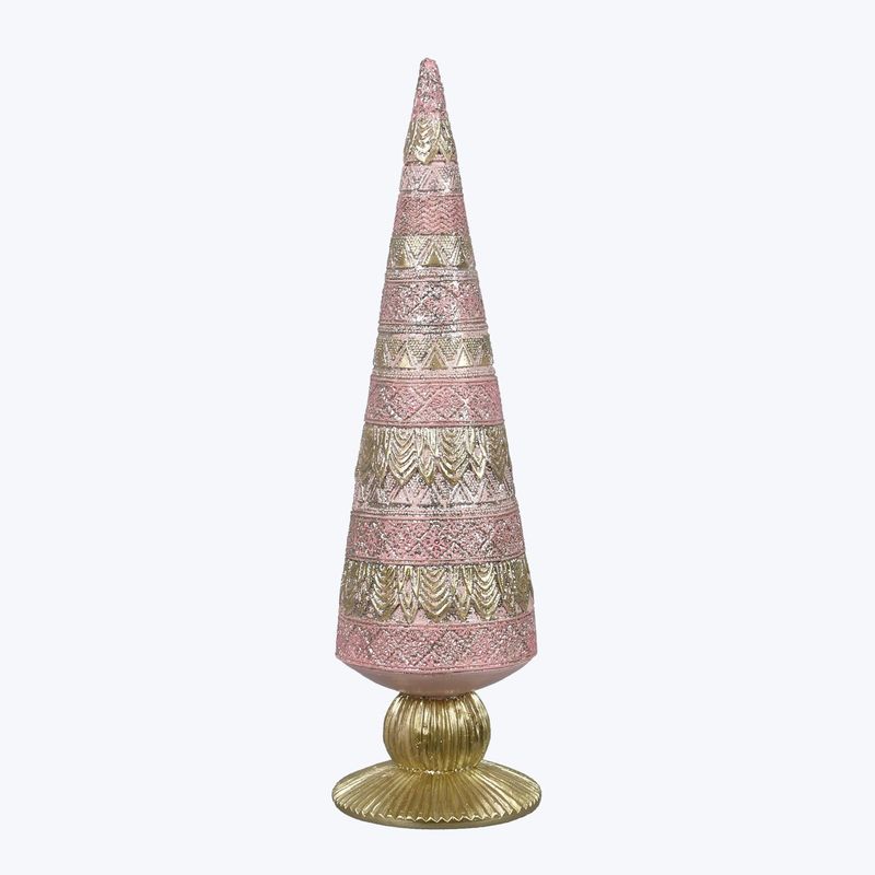 Cone Tree, Resin Pink/Gold 11.5"