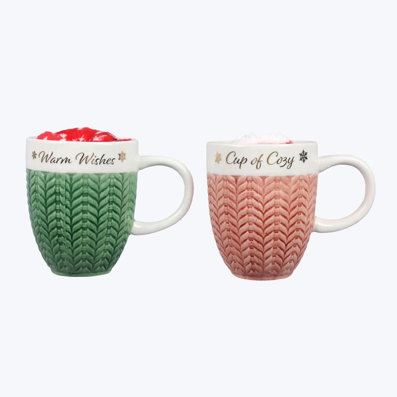 Mug, Ceramic 26oz w/Mittens 2 Asst