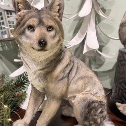 Figurine, Sitting Wolf 13"