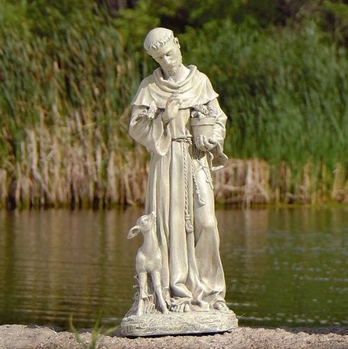 Statue, 18" St Francis w/Fawn &amp; Bird