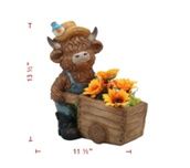 Planter, Highland Cow w/Wheelbarrow