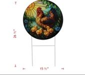Garden Stake, Round Hen w/Chicks 26"
