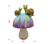 Statue, Lg Solar Mushroom w/Turtle 15"