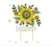Garden Stake, Metal Sunflower w/Butterfly 29"