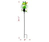 Garden Stake, 35" Metal Frog Waving