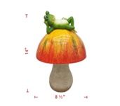 Garden Statue, LG Mushroom w/Frog 14"