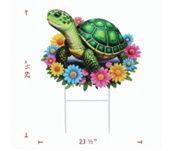 Garden Stake, Turtle w/Flowers 30"