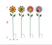 Garden Stake, 36" Flowers w/Bugs 4 Asst