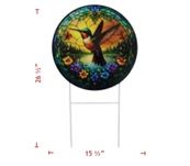 Garden Stake, Metal Round Hummingbird 27"