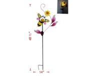 Garden Stake, Solar Dbl Bee w/Flower 48"