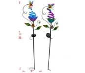 Garden Stake, Solar Flowers w/Swirl 38"