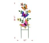 Garden Stake, Metal Butterflies w/Flowers 30"