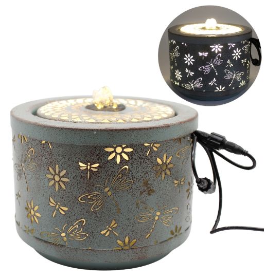 Fountain, SM Daisy/Dragonfly Lighted Sage
