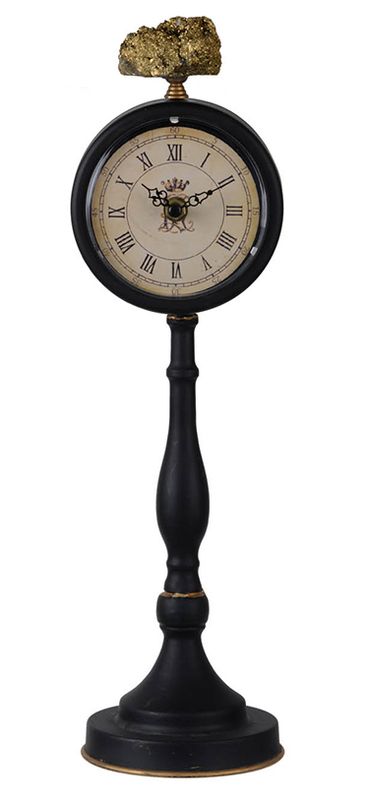 Clock, Black on Pedestal 16.5"
