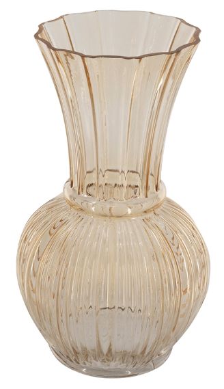 Vase, Amber Glass Ribbed 11.5"