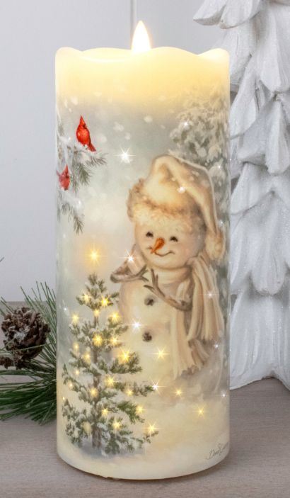 Candle, Silent Night Snowman Fiber Optic