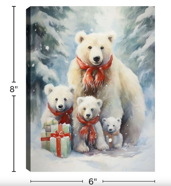 LED Canvas, Woodland Bear Family