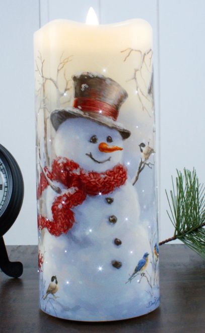 Candle, Birch Forest Snowman Fiber Optic