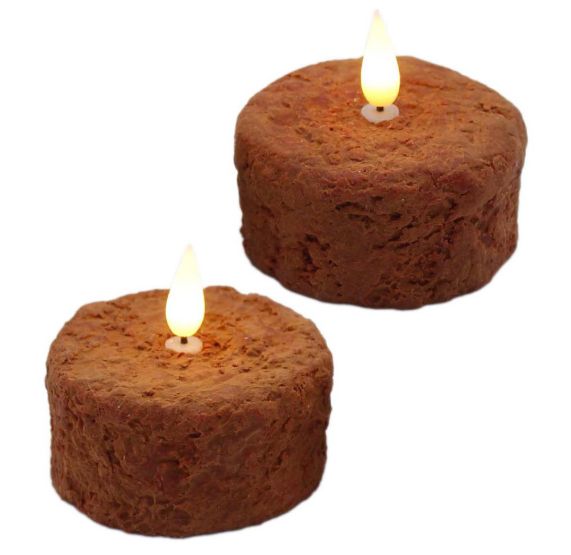 Candle, Orange Cake LED Tea Lights Set/2