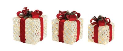 LED Packages Set/3 Bows &amp; Pinecones 8"/11"/13"