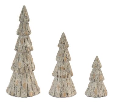 Tabletop Trees, Set/3 Glitter over Cream 5"/8"/12"