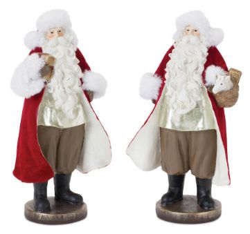 Santa, 9" Resin Red Velvet Coat on Stand