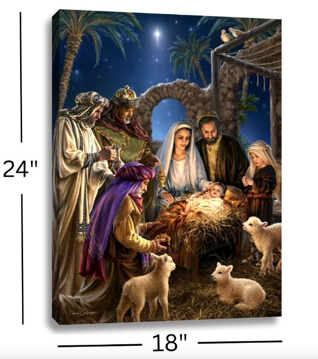 LED Canvas, The Nativity 18x24 Backlit w/Remote &amp; Cord