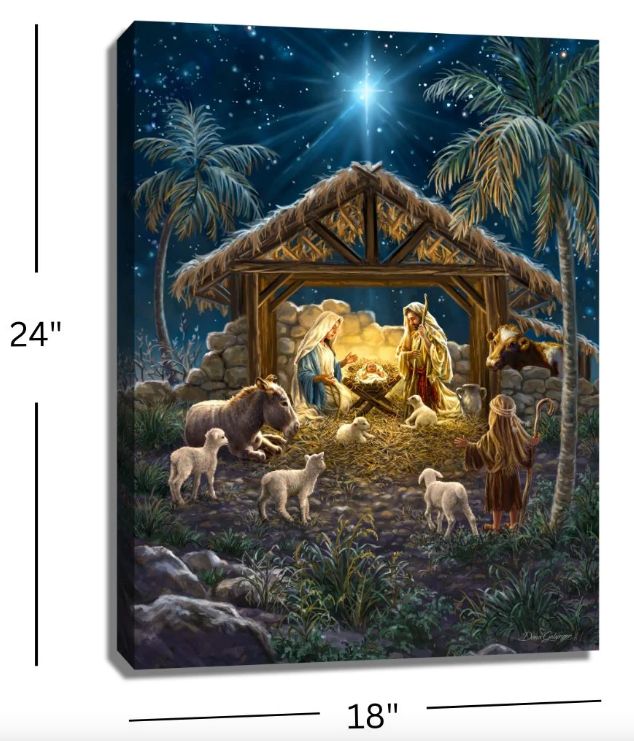 LED Canvas, Oh Night Divine 18x24 Backlit w/Remote